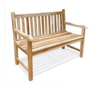 Spetebo Banco de jardín de teca de 2 plazas con reposabrazos, capacidad de carga de 250 kg - 120 cm, banco de madera para 2 personas, banco de madera maciza, banco de madera para balcón, terraza
