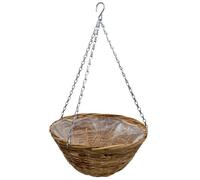 Spetebo Maceta para colgar de mimbre, 35 cm de diámetro | Macetero colgante con cadena, colgante con lámina