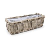 Spetebo Macetero de mimbre natural - 60 cm/rectangular - Cesta de ratán con lámina - Decoración para jardín - Maceta, 38992