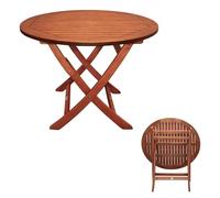 Spetebo mesa de jardín redonda XXL de eucalipto Estocolmo, 90 x 73 cm, plegable grande de madera maciza FSC barnizada - auxiliar para balcón, bistró, camping, jardín