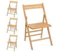 Spetebo Silla plegable de bambú natural, soporta hasta 120 kg, juego de 4, silla de cocina plegable de madera FSC - Silla clásica de madera para uso doméstico