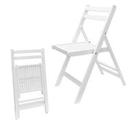 Spetebo Silla plegable de madera blanca - 79 x 59 cm - soporta hasta 100 kg - plegable estable sin montaje, silla auxiliar de cocina, ahorra espacio, plegable para cocina, salón interior