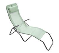 Spetebo Tumbona de jardín con cojín de 190 cm, plegable, de alta calidad, color verde, tumbona de jardín con tejido de plástico, tumbona de relajación, tumbona de sauna para jardín, viajes, vacaciones