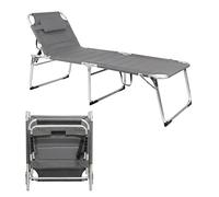 Spetebo Tumbona de jardín XXL de aluminio - gris - Tumbona acolchada con almohada - Superficie de descanso 199 x 70 cm, soporta hasta 150 kg