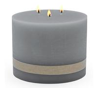 Spetebo Vela XL de 3 mechas Ø 14 cm sin perfumar - gris - Vela grande de columna con larga duración - Vela de varias mechas para mesa, vela de bloque, vela cilíndrica redonda inodora