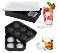 Spetsbst 2 Piezas Cubiteras para Hielo Grande, Cubitera Silicona con 8 Compartimentos y Bolas de Hielo de 6 Compartimentos para Cócteles Whisky Café