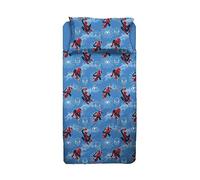 Spiderman - Juego de sábanas para Cama de Plaza y Media, sábana encimera, sábana Bajera Ajustable, Funda de Almohada, Azul, Marvel, Disney, 100% algodón, Producto Oficial