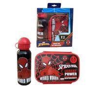 Spiderman Marvel - Juego de 2 botellas de aluminio y portamedoras para niños con chupete y fiambrera
