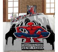 Juego de cama Spiderman New York para 1 persona, funda nórdica reversible de 140 x 200 cm + funda de almohada de 65 x 65 cm, polialgodón