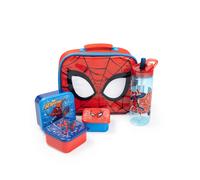 Spiderman Rojo Eyes Bolsa de almuerzo Botella y 3 ollas de bocadillos Muchachos