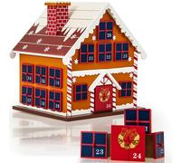 Spielwerk® Calendario de Adviento Madera Casita Jengibre 24 Cajoncitos Rellenable Chuches Vacio Reutilizable Adorno Decoración Navidad 2025 Personalizable