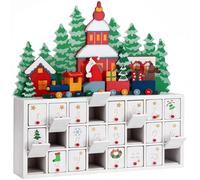 SPIELWERK® Calendario de Adviento Madera Paisaje Navidad 24 Cajoncitos Rellenable Chuches Vacio Reutilizable Adorno Decoración Navidad 2025 Personalizable