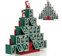 SPIELWERK® Calendario de Adviento Madera Pirámide 24 Cajoncitos Rellenable Chuches Vacio Reutilizable Adorno Decoración Navidad 2025 Personalizable