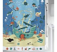 Spirella 180 x 200, Multicolor colección Pirates, Cortina de Ducha Textil, 100% Polyester