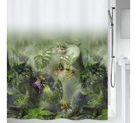 Spirella 180 x 200, Verde colección Jungle, Cortina de Ducha Textil, 100% Polyester
