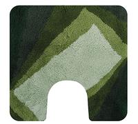 Spirella Alfombrilla de baño de Pelo Largo, mullida, Antideslizante, Adecuada para calefacción por Suelo Radiante, 55 x 55 cm, con Recorte para Inodoro, Color Verde