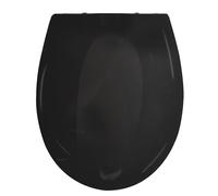 Spirella - Asiento de inodoro Brooke, 100% PP reciclado - Cierre suave - 45,6 x 37,2 x 4 cm - Negro brillante - Ajuste universal - Fácil de instalar y limpiar