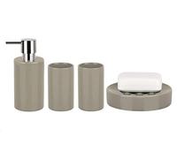 Spirella Bad Accessoires - Dispensador de jabón, jabonera, Vaso para cepillos de Dientes, 4 Piezas, Color Plateado