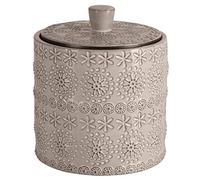 Spirella - Bote de algodón con relieve organizador para maquillaje y joyas, color pardo, porcelana, almacenamiento con tapa