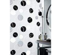 Spirella colección Bubble, Cortina de Ducha Textil 180 x 200, 100% Polyester, Negro
