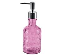 Spirella colección Carlita, Dispensador de jabón líquido Ø7x20 cm (0,3 litros), Vidrio Reciclado, Rosa