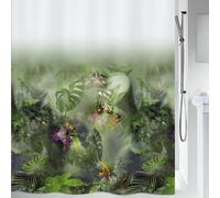 Spirella 180 x 200, Verde colección Jungle, Cortina de Ducha Textil, 100% Polyester