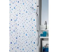 SPIRELLA colección Waterdrop , Cortina de ducha textil 180 x 200, 100% polyester, Azul
