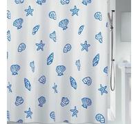 Spirella Concha - Cortina de Ducha de poliéster (180 cm x 200 cm), Color Azul/Blanco