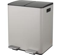 Spirella - Contenedor de reciclaje de cocina con pedal de 40 L (2 x 20 L) - Modelo Aliya - Acero inoxidable cepillado - Tapa de cierre suave - Cubos extraíbles - Asas laterales - Color topo mate