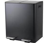 Spirella - Contenedor de reciclaje de cocina con pedal de 40 L (2 x 20 L) - Modelo Aliya - Acero inoxidable cepillado - Tapa de cierre suave - Cubos extraíbles - Asas laterales - Negro mate