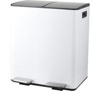 Spirella - Contenedor de reciclaje de cocina con pedal de 40 L (2 x 20 L) - Modelo Aliya - Acero inoxidable cepillado - Tapa de cierre suave - Cubos extraíbles - Asas laterales - Blanco mate