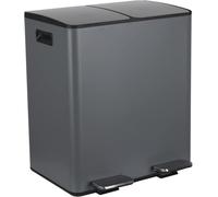 Spirella - Contenedor de reciclaje de cocina con pedal de 40 L (2 x 20 L) - Modelo Aliya - Acero inoxidable cepillado - Tapa de cierre suave - Cubos extraíbles - Asas laterales - Gris mate