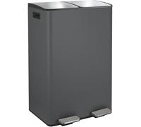 Spirella - Contenedor de reciclaje de cocina con pedal de 60 l (2 x 30 l) - Modelo Aliya - Acero inoxidable cepillado - Tapa de cierre suave - Cubos extraíbles - Asas laterales - Gris mate