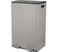 Spirella - Contenedor de reciclaje de cocina con pedal de 60 l (2 x 30 l) - Modelo Aliya - Acero inoxidable cepillado - Tapa de cierre suave - Cubos extraíbles - Asas laterales - Color topo mate