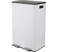 Spirella - Contenedor de reciclaje de cocina con pedal de 60 l (2 x 30 l) - Modelo Aliya - Acero inoxidable cepillado - Tapa de cierre suave - Cubos extraíbles - Asas laterales - Blanco mate