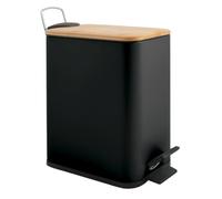 Spirella - Cubo de basura con pedal de 5 litros, modelo Erik, rectangular, cierre suave y silencioso, uso seguro con pedales antideslizantes, negro mate