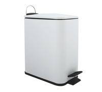 Spirella - Cubo de basura con pedal de 5 litros, modelo Erik, rectangular, cierre suave y silencioso, uso seguro con pedales antideslizantes, blanco mate