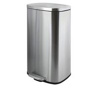 Spirella - Cubo de Basura con Pedal de Acero Modelo Modelo Akira - Diseño Moderno Rectangular con Acabado Antihuellas - Cierre Lento y Silencioso - Metal Cepillado - 50L