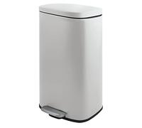 Spirella - Cubo de Basura con Pedal de Acero Modelo Modelo Akira - Diseño Moderno Rectangular con Acabado Antihuellas - Cierre Lento y Silencioso - Blanco Mate - 50L