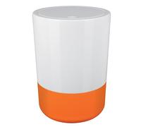 Spirella Design Moji - Cubo de Basura con Pedal para baño, con Tapa basculante, 5 litros con Fondo de Silicona, Color Blanco y Naranja