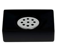 Spirella - Jabonera de Porcelana Quadro - Elegante Accesorio de baño - Diseño Moderno y práctico para un Almacenamiento óptimo - Negro - 10,5 x 6,5 cm
