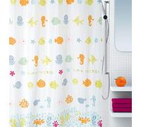 Spirella Meusch 10.1789 Happy Fish - Cortina de Ducha (180 x 200 cm), diseño de Animales Marinos, Multicolor