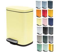 Spirella - Papelera de pedal AKIRA para baño - Acero inoxidable - Cierre silencioso y fácil de cerrar - Amarillo mate - 5 l