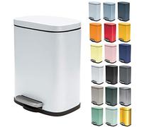 Spirella - Papelera de pedal AKIRA para baño - Acero inoxidable - Cierre silencioso y fácil de cerrar - Blanco mate - 5 L