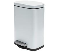 Spirella - Papelera de pedal AKIRA para baño - Acero inoxidable - Cierre silencioso y fácil de cerrar - Blanco mate - 12 L
