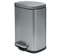 Spirella - Papelera de pedal AKIRA para baño - Acero inoxidable - Cierre silencioso y fácil de cerrar - Metal cepillado - 12 L