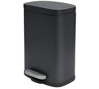 Spirella - Papelera de pedal AKIRA para baño - Acero inoxidable - Cierre silencioso y fácil de cerrar - Negro mate - 5 L