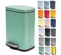 Spirella - Papelera de pedal AKIRA para baño - Acero inoxidable - Cierre silencioso y fácil de cerrar - Verde mate - 5 l