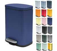 Spirella - Papelera de pedal de acero AKIRA - Diseño rectangular moderno con revestimiento antihuellas - Cierre lento y silencioso - Azul oscuro - 5 L