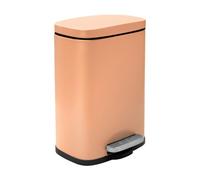 Spirella - Papelera de pedal de acero AKIRA - Diseño rectangular moderno con revestimiento antihuellas - Cierre lento y silencioso - Melocotón mate - 5 l